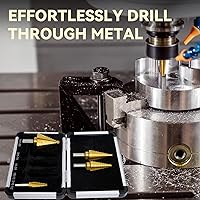 Vista 7 de Step Drill Bit Set for Metal- 5PCS Titanium 4241 HSS Step Bit with Two Straight Flutes, 50 Sizes from 1/16" to 1-3/8" for Aluminum, Wood & Plastic