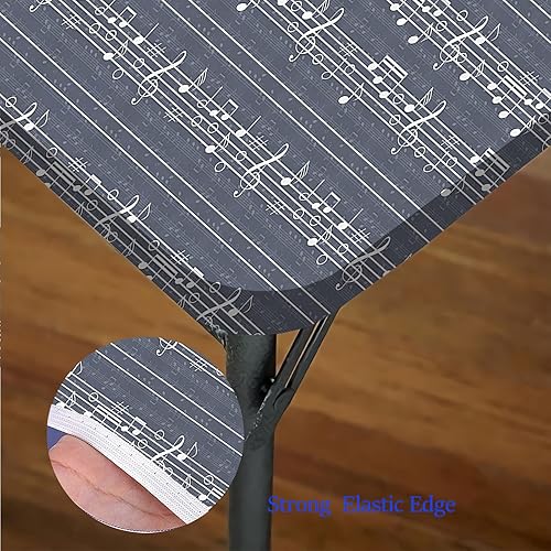 Miniatura 5 de Cassical Music - Mantel con bordes elásticos de canción de jazz, diseño de clave de agudos, lavable, a prueba de derrames, se adapta a mesas de 28 x