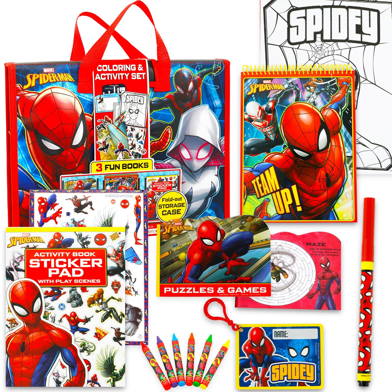 Marvel Spiderman Ultimate Activity Set – Set portfolio con libri da colorare, adesivi, giochi, puzzle, disegni e altro ancora | Attività Spiderman per ragazzi e bambini