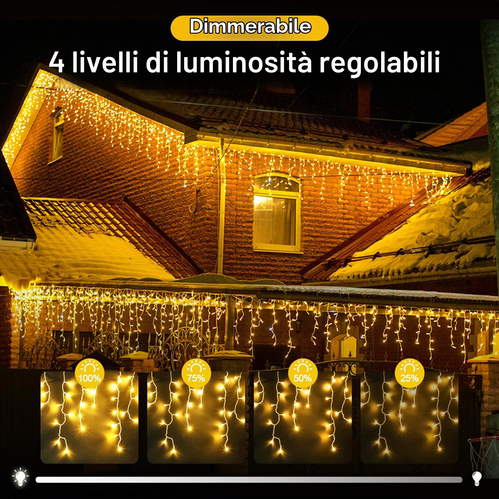Solari Luci da Esterno,10M 336 LEDs Luci di Natale a Forma di Ghiacciolo | 8 Modalità, Telecomando Impermeabile, Solari a Forma di Ghiacciolo per Giardino, Decorazioni, Festa, Nuziale