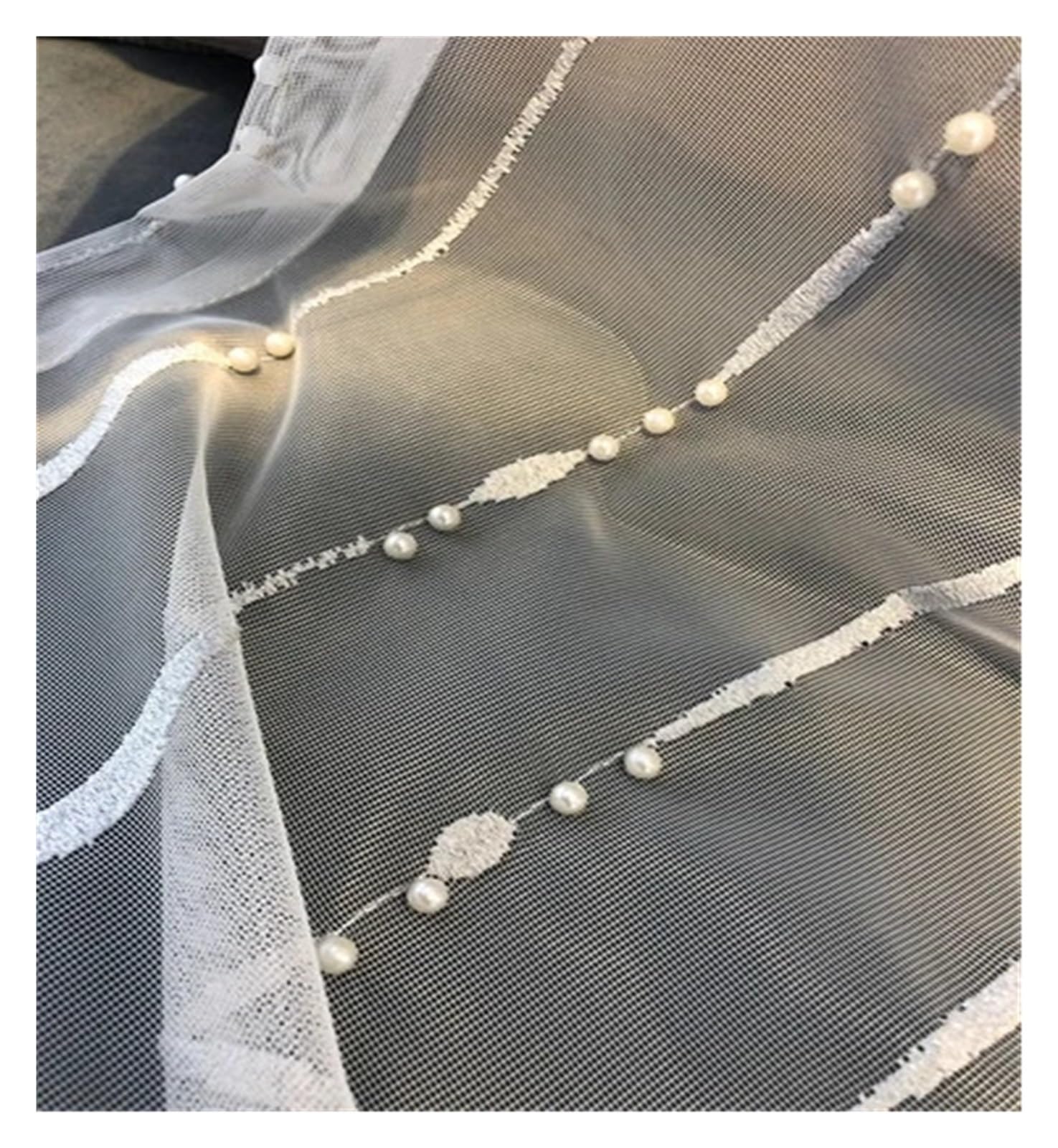 Rideaux nordiques anti vis-à-vis en tulle perlé pour salon et balcon