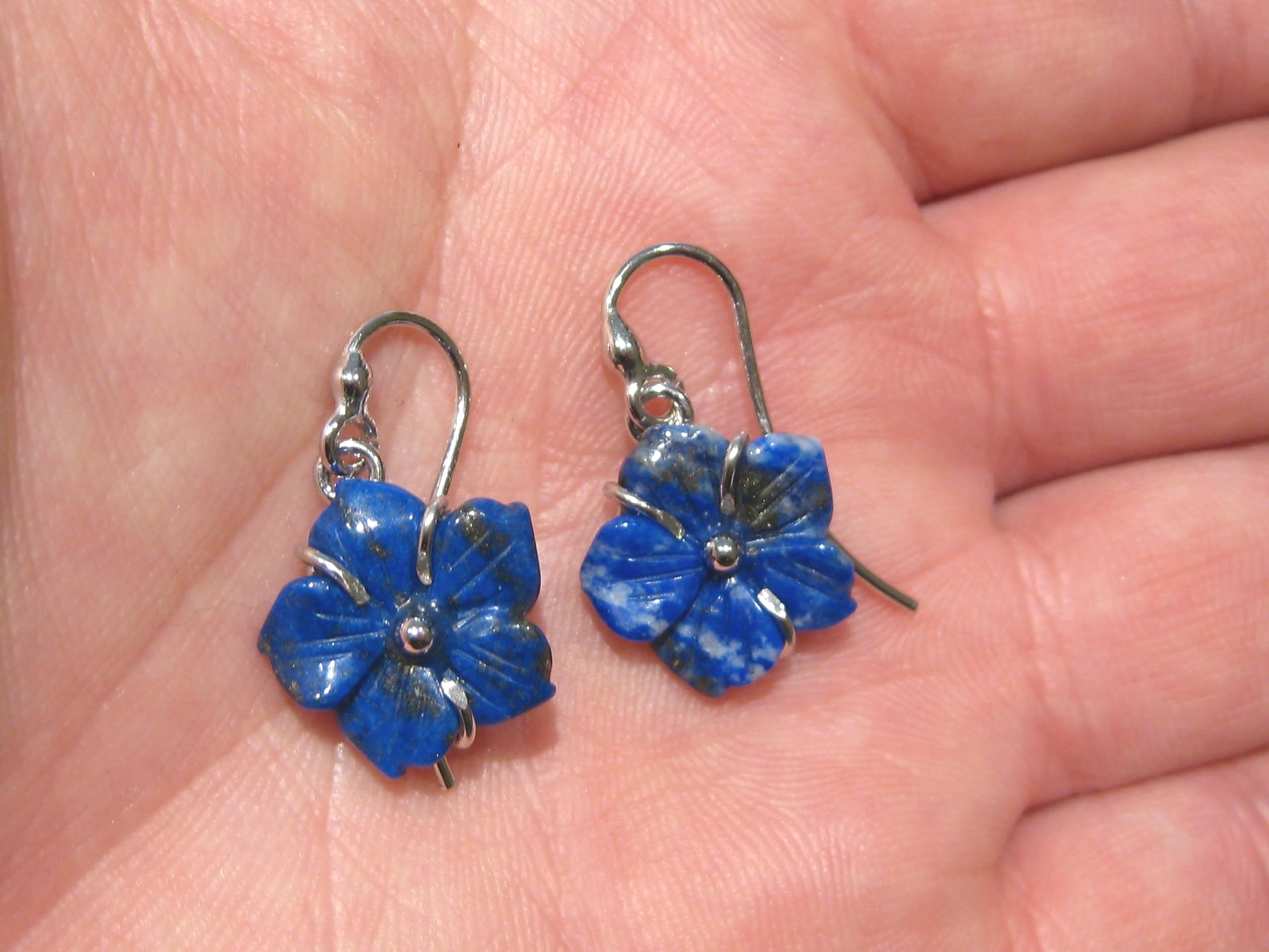 orecchini fiore lapislazzuli blu argento 925%