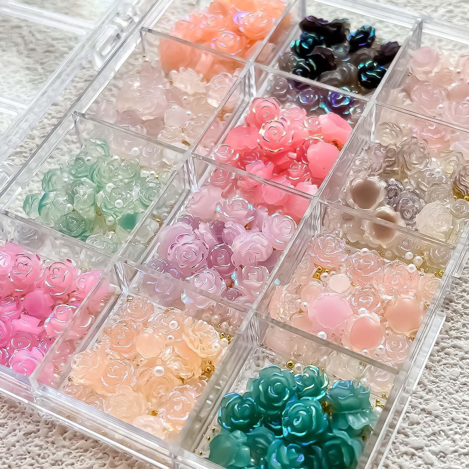 3D Rose Nail Art Charms Flower Nail Art Charms with Gradient Design Nail Pearls Floral Acrylic Resin Camellia Nail Art Rhinestone for Women Manicure DIY Supplies Crafts Jewel Accessories for Women