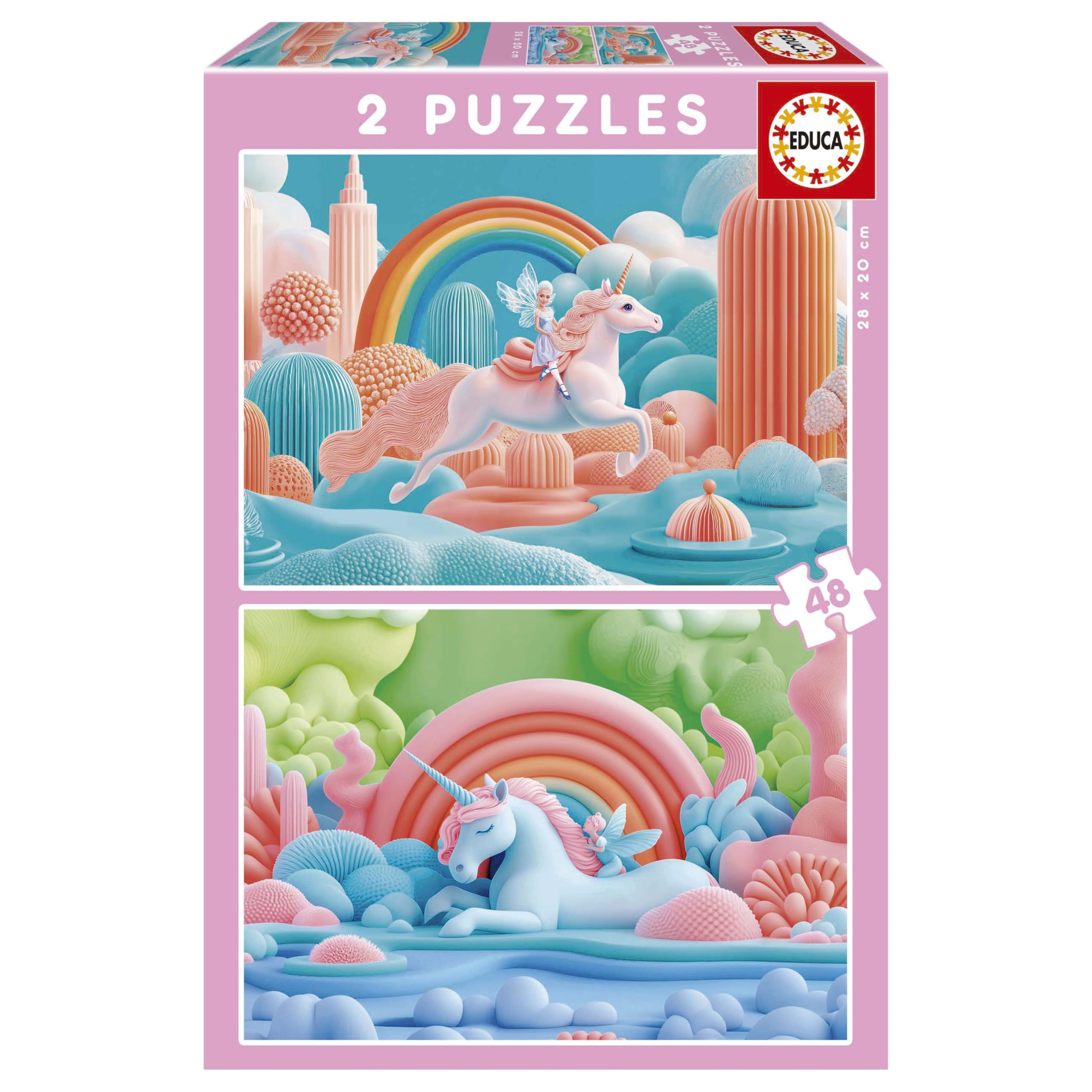 Educa - 2x48 Magical Unicorns Puzzles with Magic Fantasy | Double Play Adventure | Educational Learning Toy | Ages 4+ (20223)