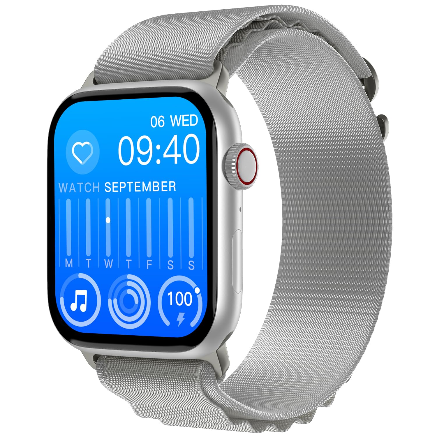 Fire-Boltt Newly Launched Vogue Large 2.05" Display Smart Watch, Always On Display, Wireless Charging, App Based GPS with Bluetooth Calling & 500+ Watch Faces (White)