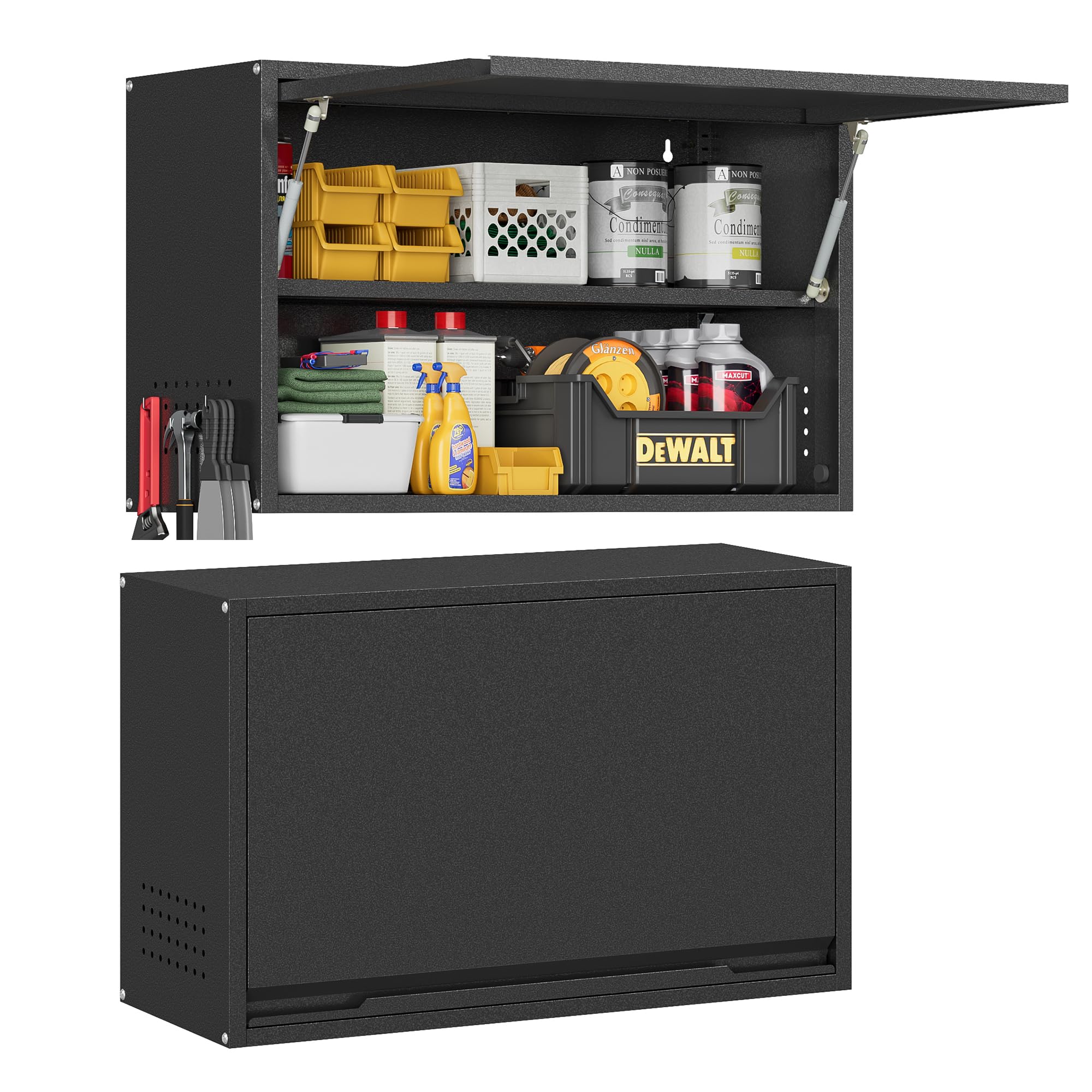 Topass Metal Garage Wall Cabinet with Doors, Wall Mounted Metal Storage Cabinet, Tool Cabinet 19.7" H, Steel Utility Cabinet for Garage Kitchen