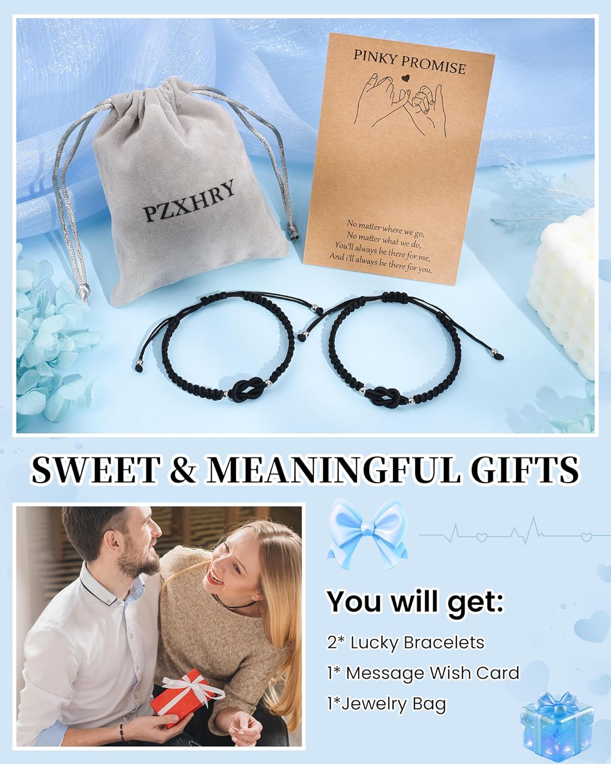 Valentine's Day Gifts for Him Her Couples Bracelets Matching Bracelets For Couple Friends Family Anniversary for Him and Her Long Distance Relationship Gifts for Girlfriend Boyfriend Birthday - Image 5