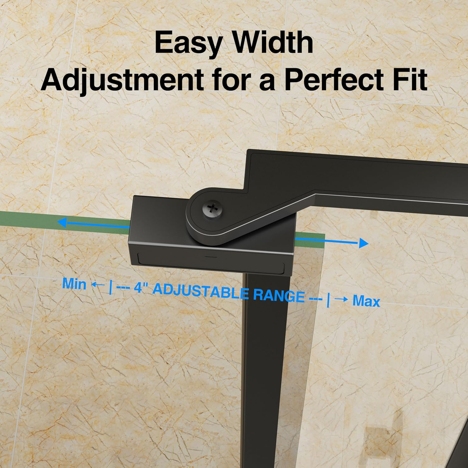 32-28''W x 72''H Pivot Shower Door, 4" Width Adjustment, 1/4"(6mm) Tempered Glass Shower Door, Headerless Frameless Shower Door, Reversible Installation (Matte-Black-Pivot, 32-28''W x 72''H)