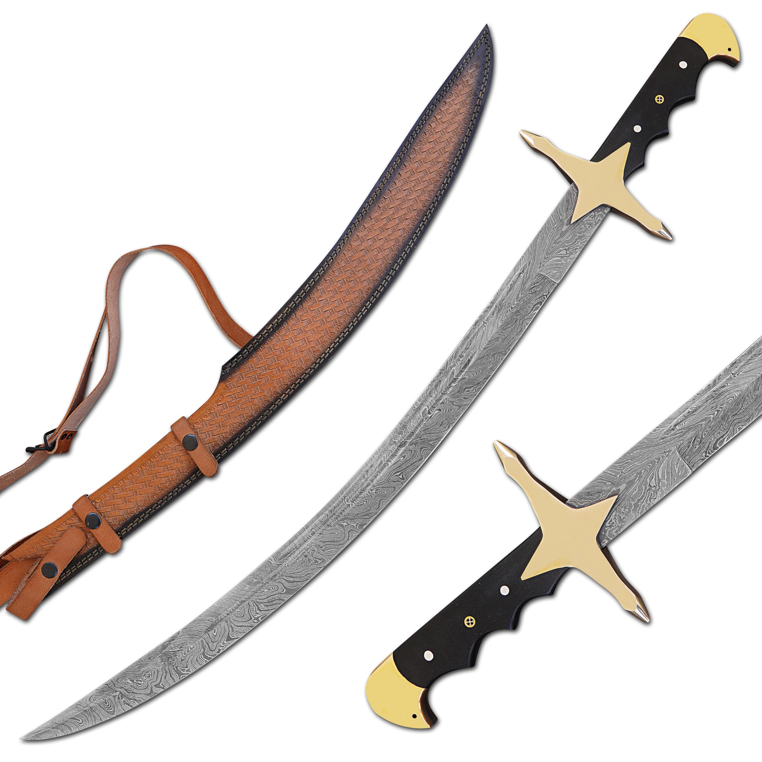 Amazon.com: Damascus Steel Scimitar Sword - Handforged Tull Tang