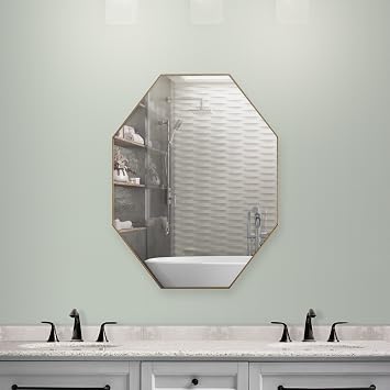 American Art Decor Framed Octagon Infinity Wall Vanity Mirror - Gold (31.75 H x 24 L)