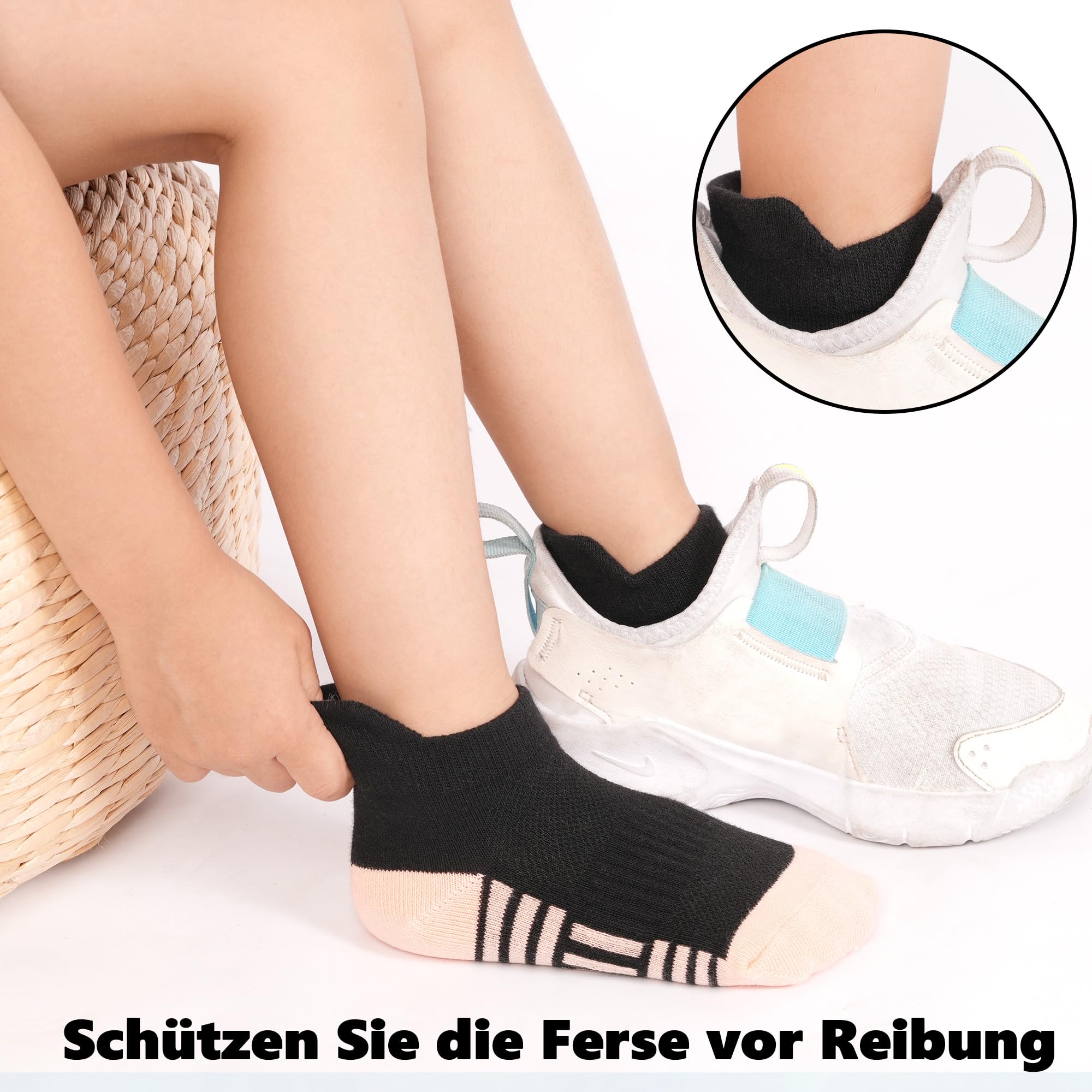 GENTABY Dziewczęce skarpety do sneakersów, dla dzieci, kolorowe skarpety sportowe, do szkoły, 12 par, klasyczne kolory, czarno-białe, oddychające, bawełniane skarpety dla dzieci w wieku 1-14 lat, 20