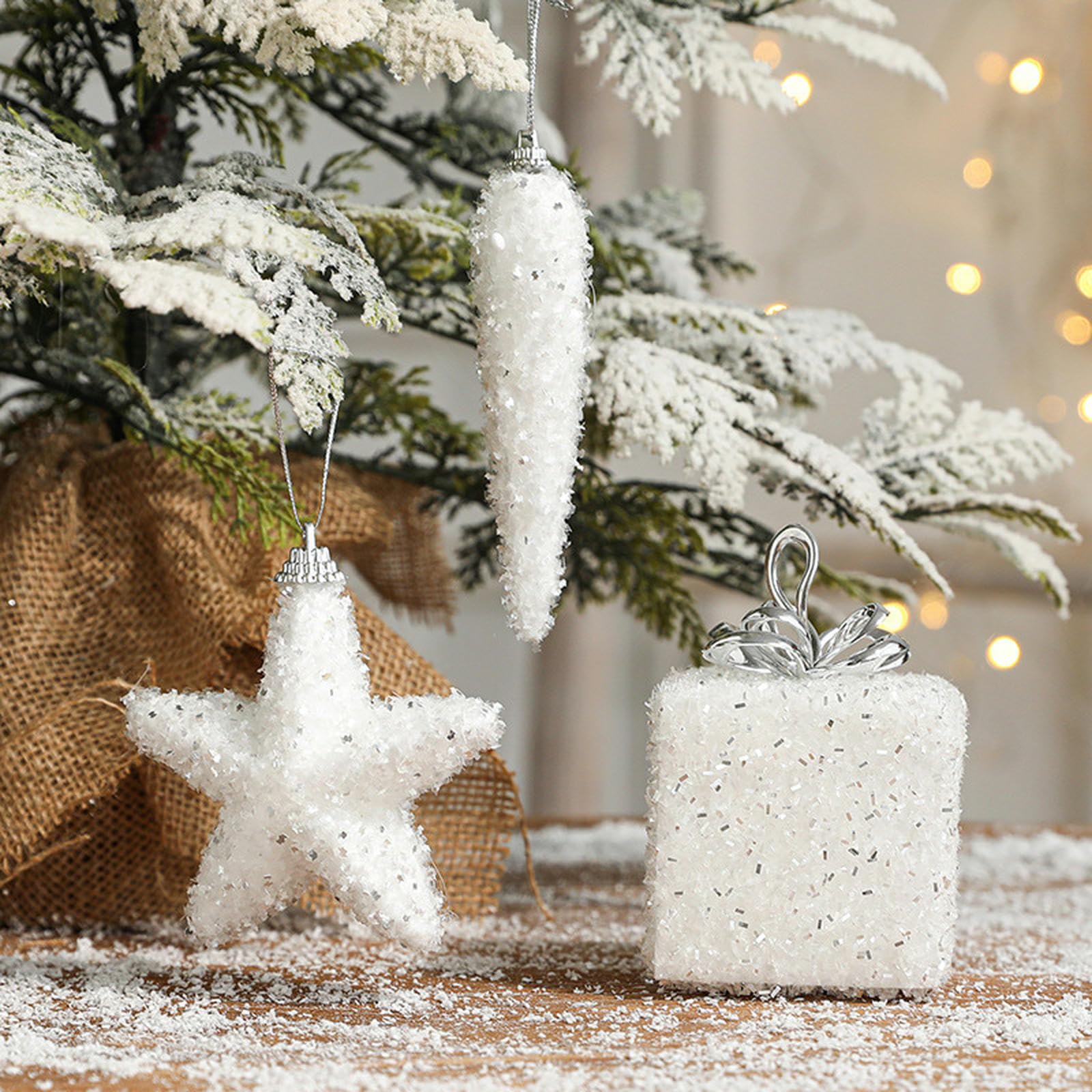 Étoile De Cime Pour Sapin De Noël En Mousse Blanche - Décoration Festive 18x14,5 Cm - Pour Sommet D'Arbre