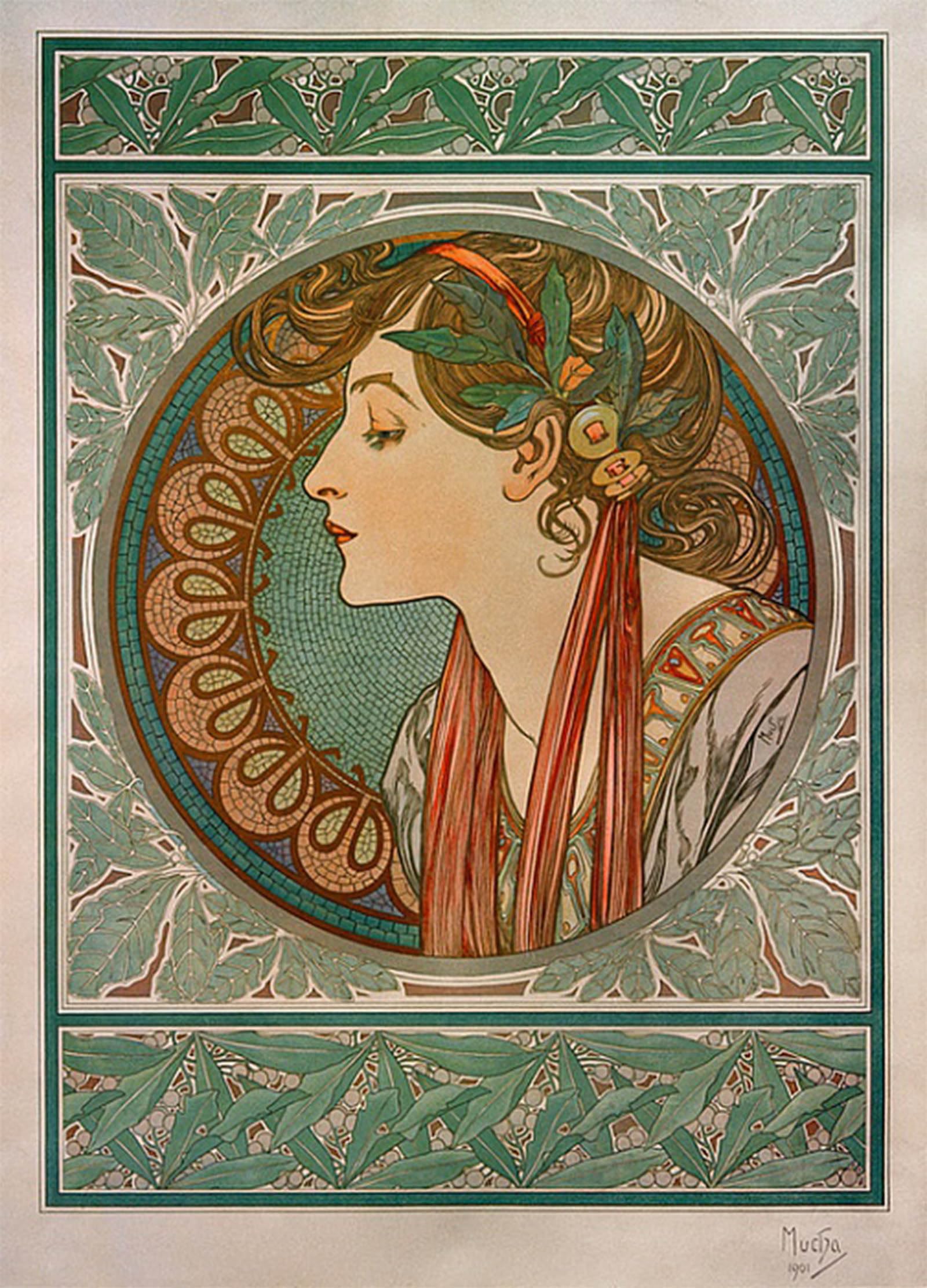 SERENDIPITP Retro Picture Poster Wall Art Pictures Painting History of Spain Illustration by Alphonse Mucha Wall Art Canvas Print for Wall Decor 60x90cm