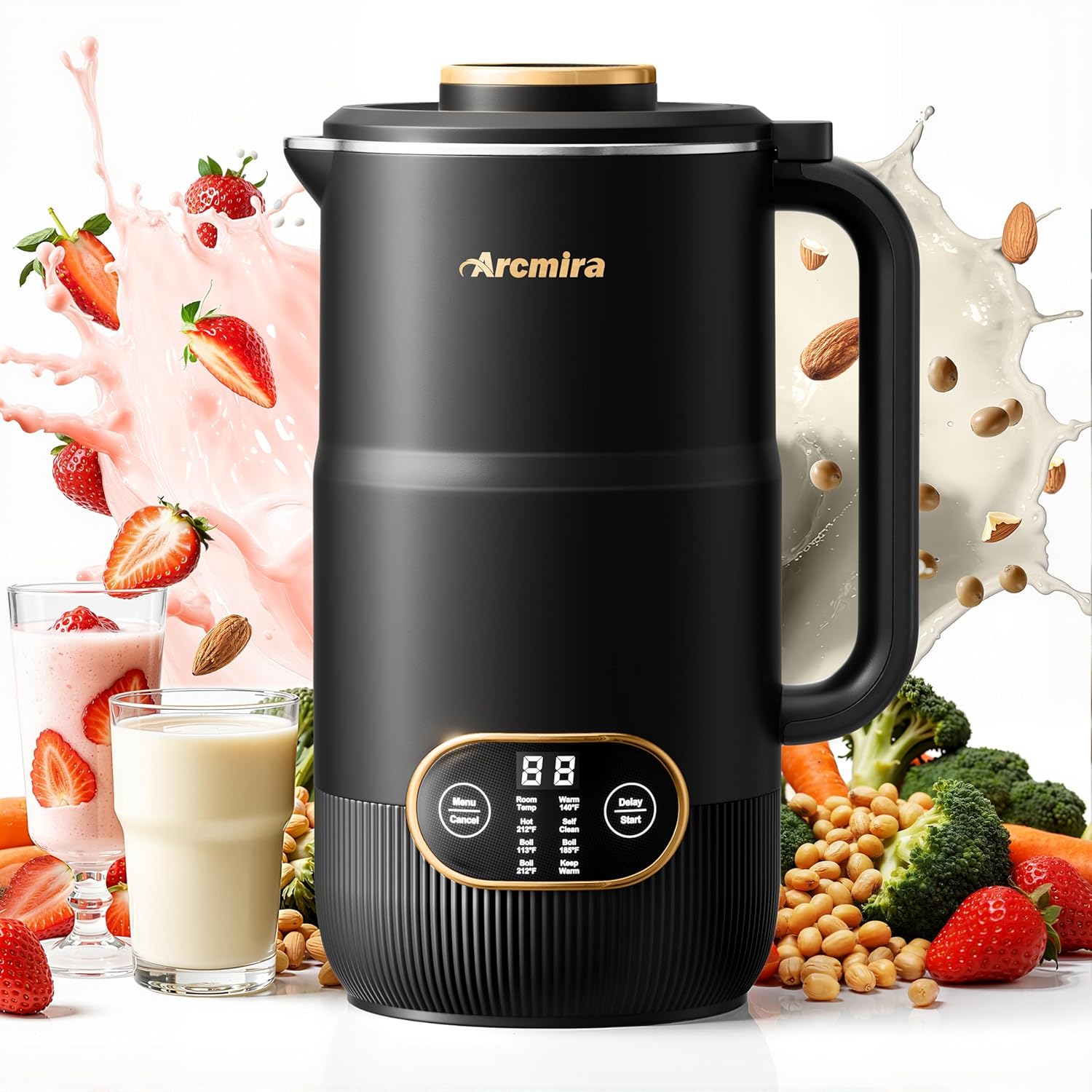 8 in 1 Nut Milk Maker, 8 Blade 35oz Homemade Almond, Oat, Coconut, Soy, Plant Based Milks and Non Dairy Beverages, Soy Milk Maker Machine with Delay Start/Keep Warm/Self-Cleaning/Boil Water image 1