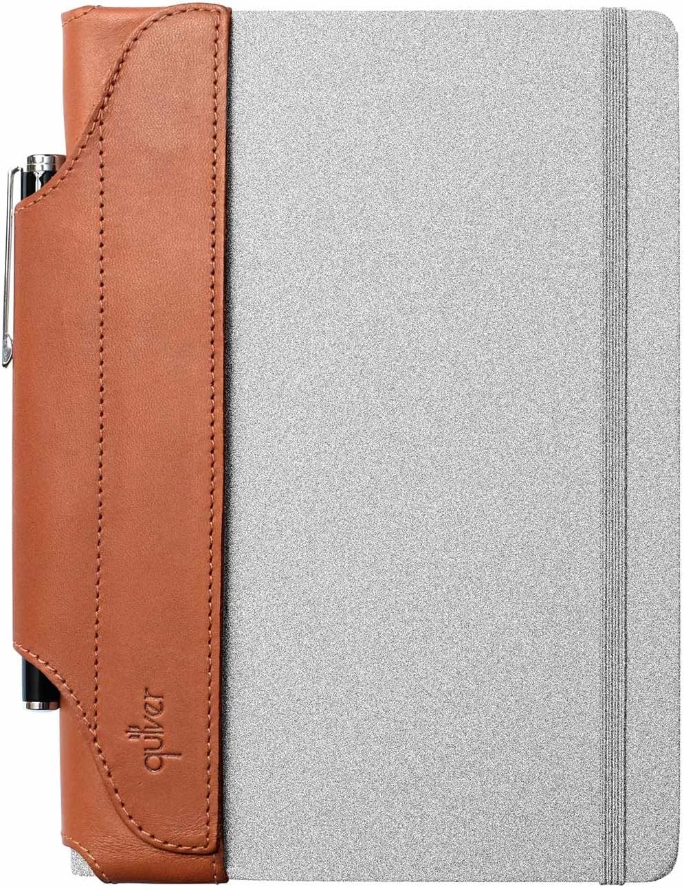 QUIVER Pen Holder for Notebook, Single Pen Holder, Full Grain Leather, Elastic, Reusable, Non-Adhesive, Fits A5 Notebooks, Journals, Planners, and Diaries 8-8.5 Inches (20.3-21.5 cm) Tall