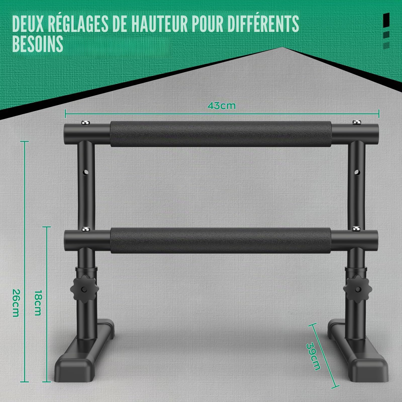 IMAYCC 2 en 1 Réglable Parallettes pour Calisthenics,Barre de Dip Parallele Musculation Antidérapantes, Push Up Bars Poignées de Pompes Fitness Parallettes pour Calisthenics Intérieur Extérieu