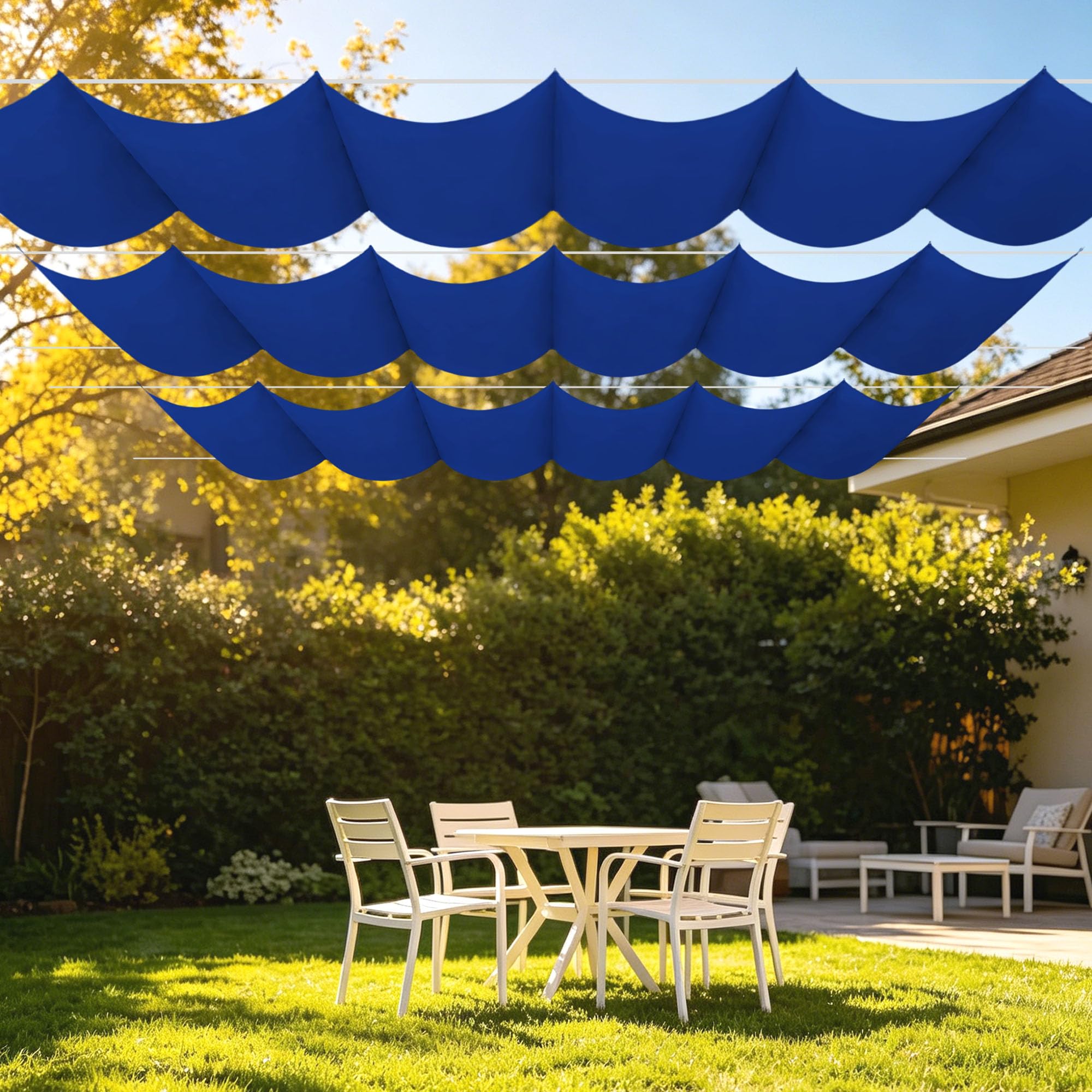 Voile ombrage bleu foncé 800x520 contre la chaleur et la pluie de jardin