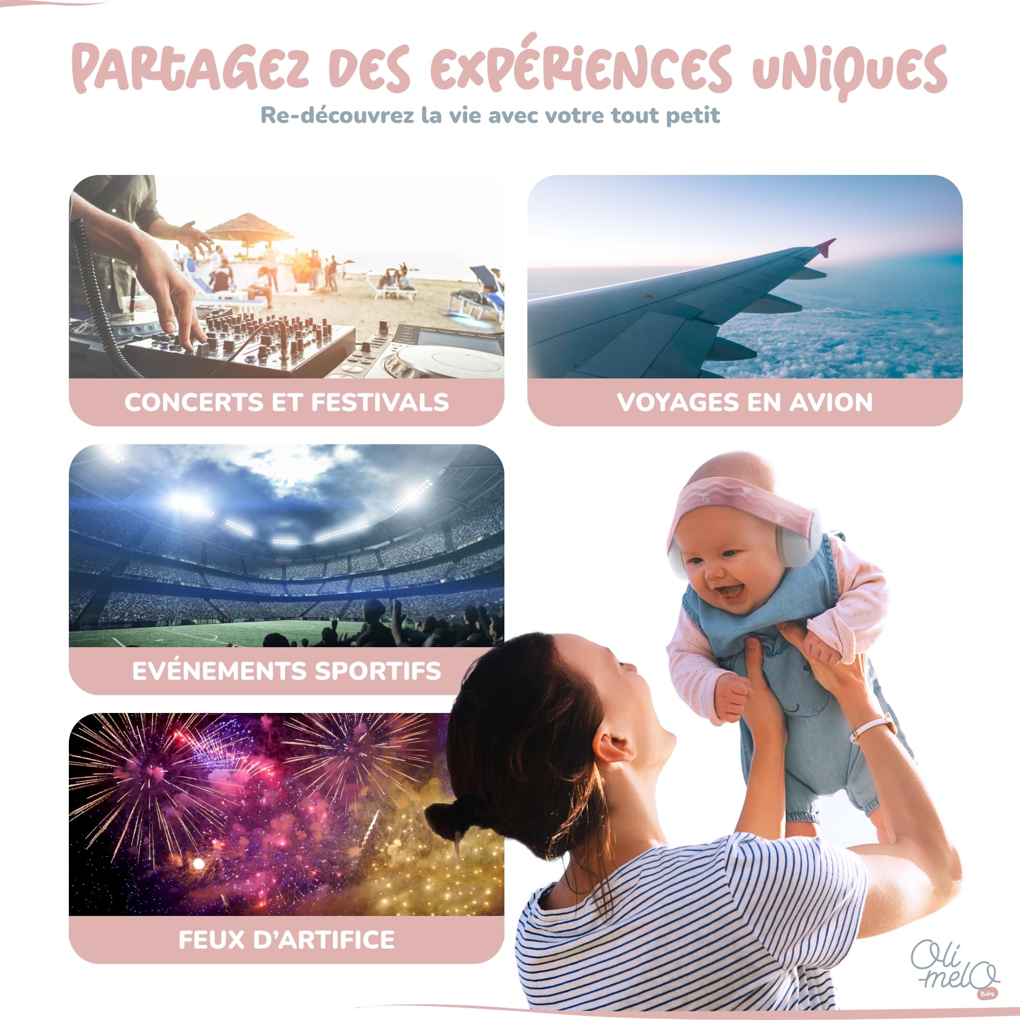 Casque Anti Bruit Bébé : Protection Auditive, Amélioration du Sommeil, Avion - Certifié CE - Bandeaux Antidérapants - Protège les Oreilles jusqu'à 34 dB - Nourrisson, Enfant jusqu'à 36 Mois