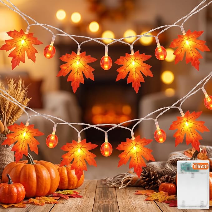 LakiHomi Marquee String Lights: Autumn Decor with Timer Feature