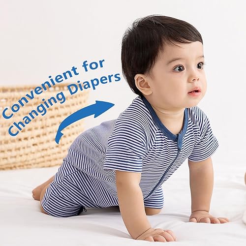 Vista 5 de BeiVSlley Paquete de 2 mamelucos de manga corta para bebé, niño, niña, unisex, de algodón