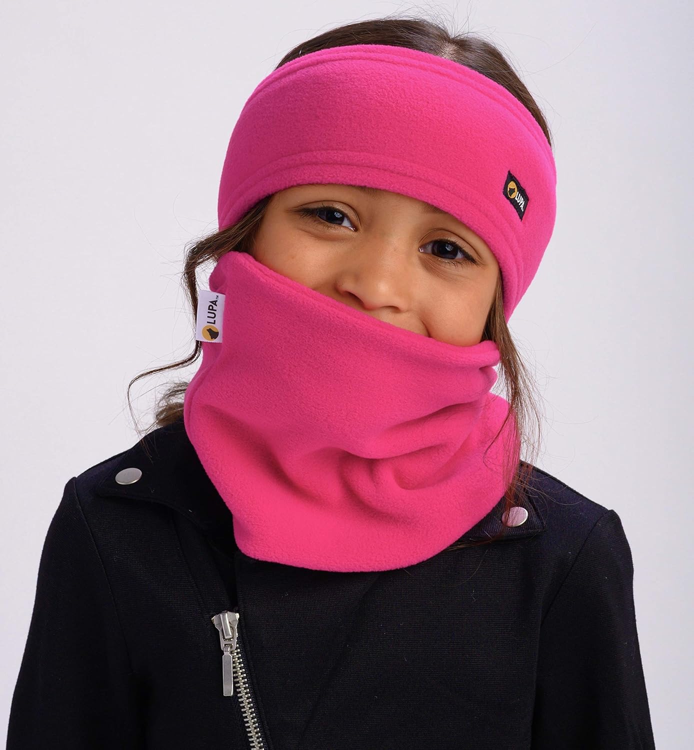 Lupa Handmade Unisex Triple-Layer Micro Fleece Headband - Kids' Ear Warmers (Bright Pink) - Image 3