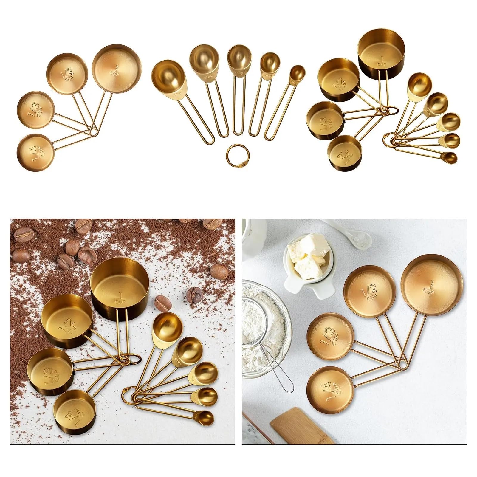 Messbecher-Set aus Edelstahl | Mess-Back-Set, Zubehör, Back-Gadgets, professionell for das Kochen von Lebensmitteln, Kaffeebohnen