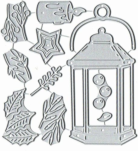 Miniatura 2 de Lámpara de Navidad de metal troquelada, diseño de hojas de flores, plantillas cortadas para bricolaje, grabado, fotos, papel decorativo, troqueles,