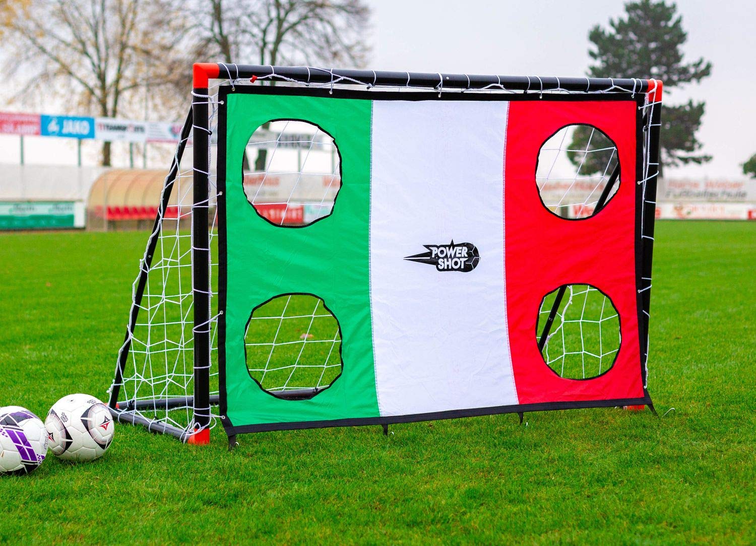 Portería de Fútbol Fun 1,8 x 1,2 m - Negra Ideal para Jardines y Partidos de diversión o Entrenamiento - con o sin Muro de Tiro