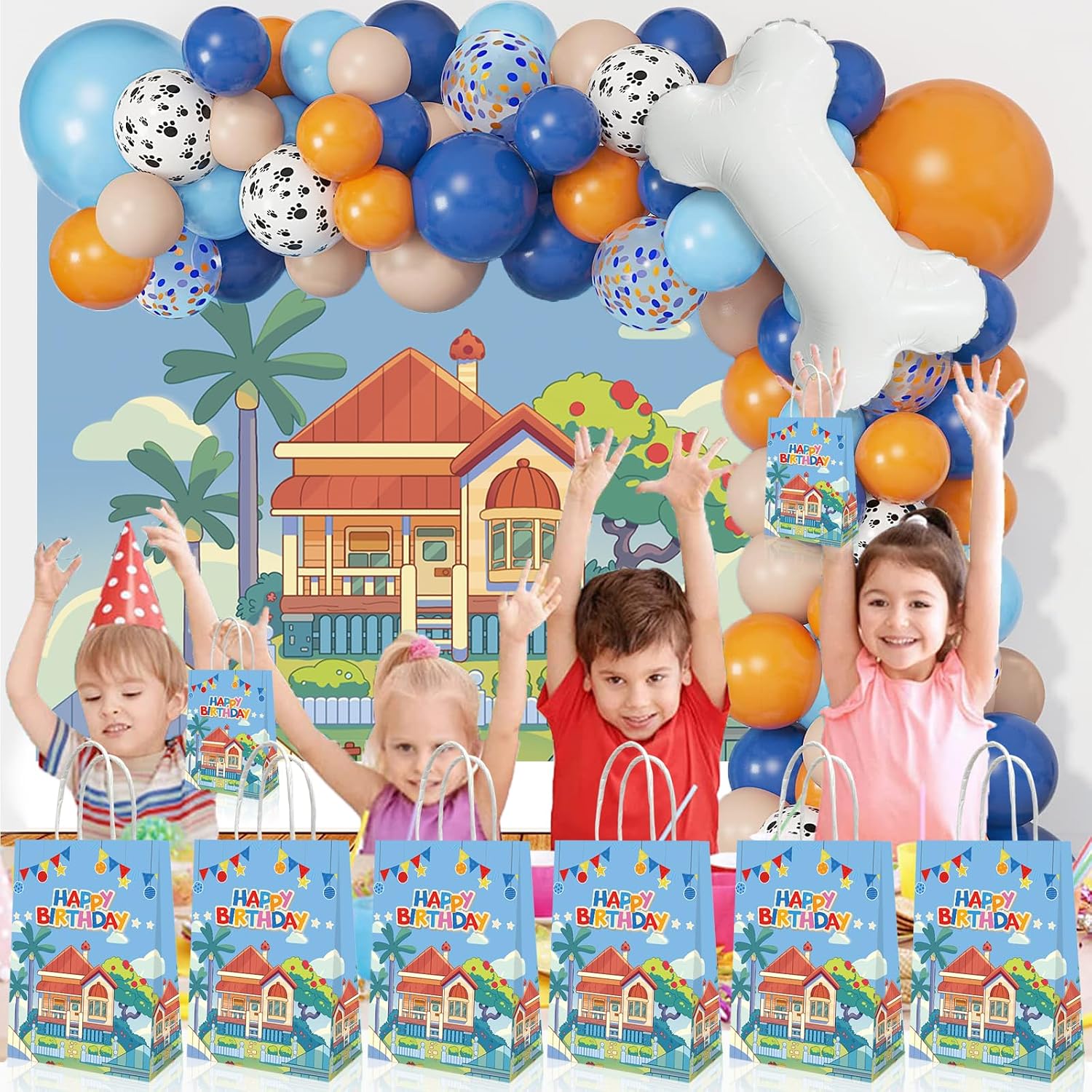 20 PCS Blue Dog Birthday Party Supplies, Cartoon Dog Party Decorations Gift Bags,Blue Birthday Party Favors Bag image 2