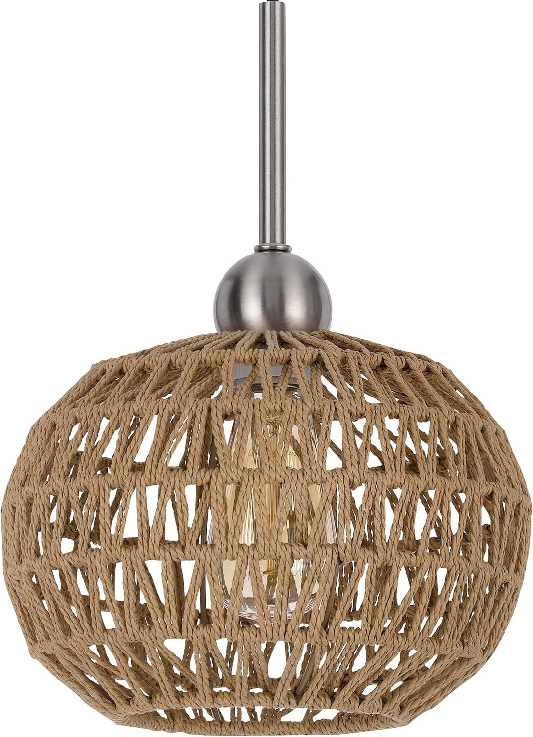 Brushed Steel and Rope LED Pendant Light Fixture