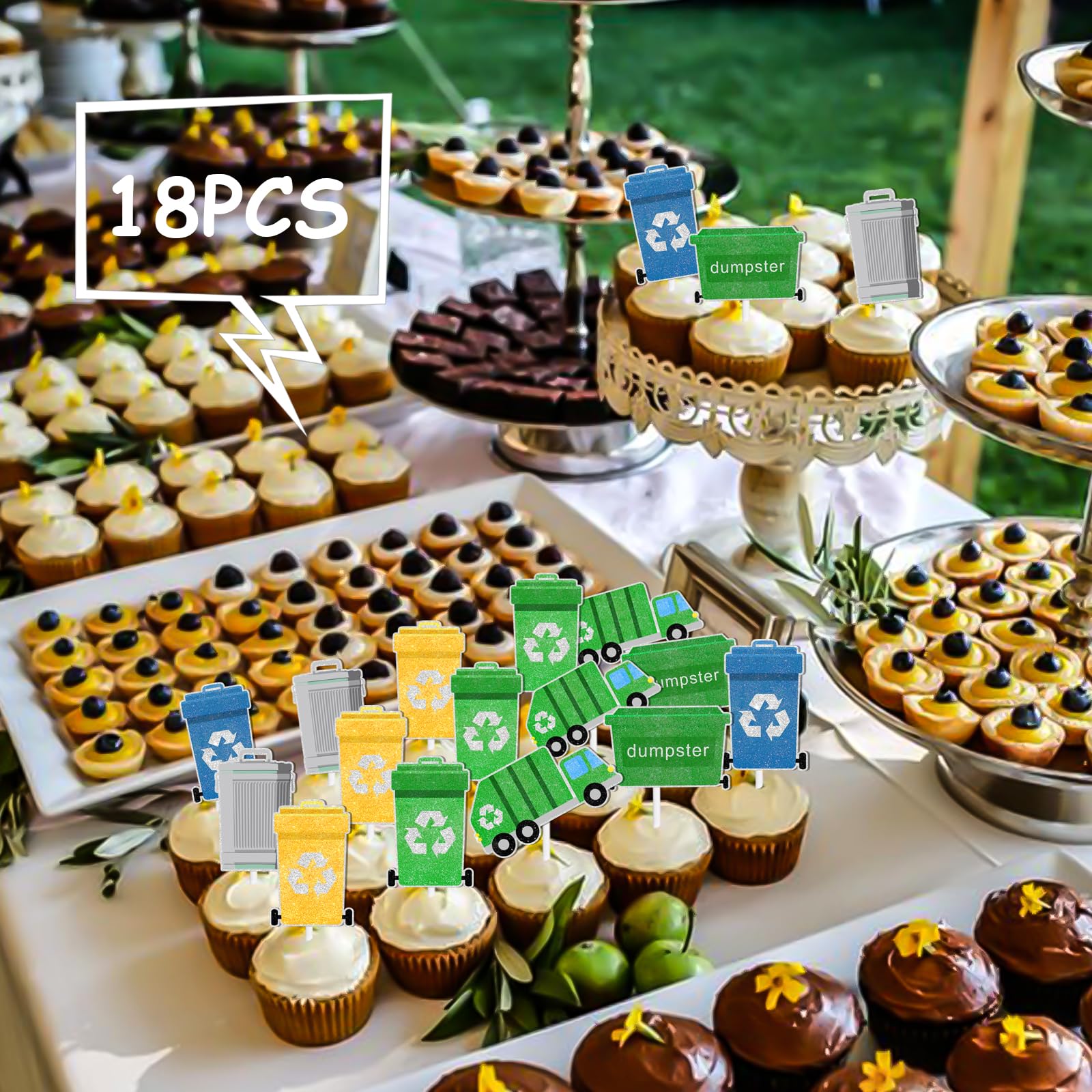Obussgar Müllwagen-Geburtstagsdekoration – Set Mit Banner, Luftballons & Cupcake-Toppern – Für Kinderparty Im Müllwagen-Design