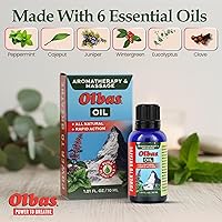 Vista 5 de Aceite de masaje y aromaterapia Olbas, 1.01 fl oz, aceite para masaje corporal, remedios herbales suizos con aceites esenciales puros para masajes