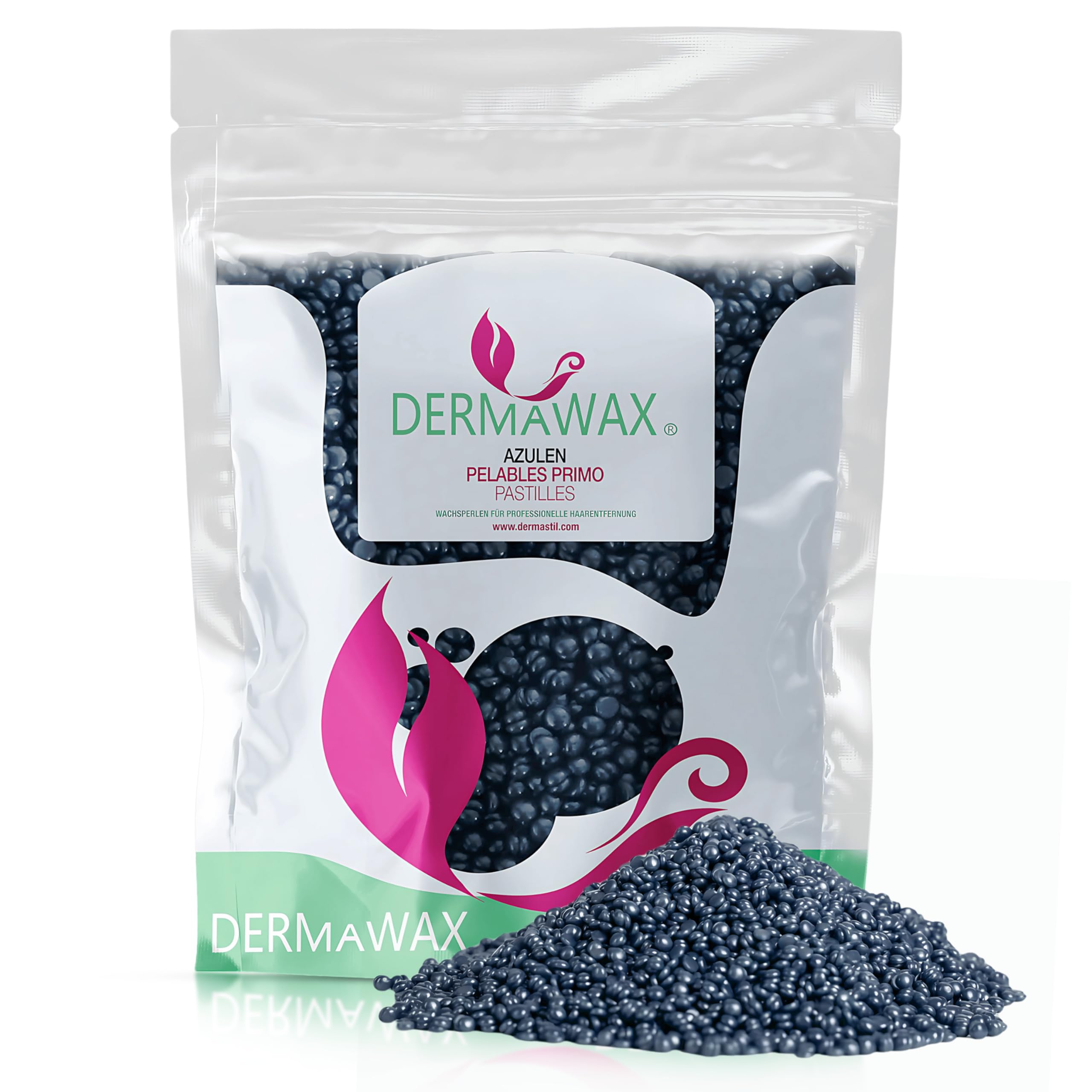Dermawax 1 kg Azulene Wax Beads – Hot Wax Without Strips at Low Temperature – Professional Brazilian Hair Removal for Women & Men – Face, Body, Legs, Armpits, Bikini – Made in Italy