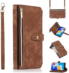 ESONG Shockproof Wallet Case for Samsung Galaxy S23 Ultra,High Grade Leather Flip Wallet Phone Case,Magnetic Cell Phone Case Cover with Crossbody Necklace/9 Card Holder/Support/Full