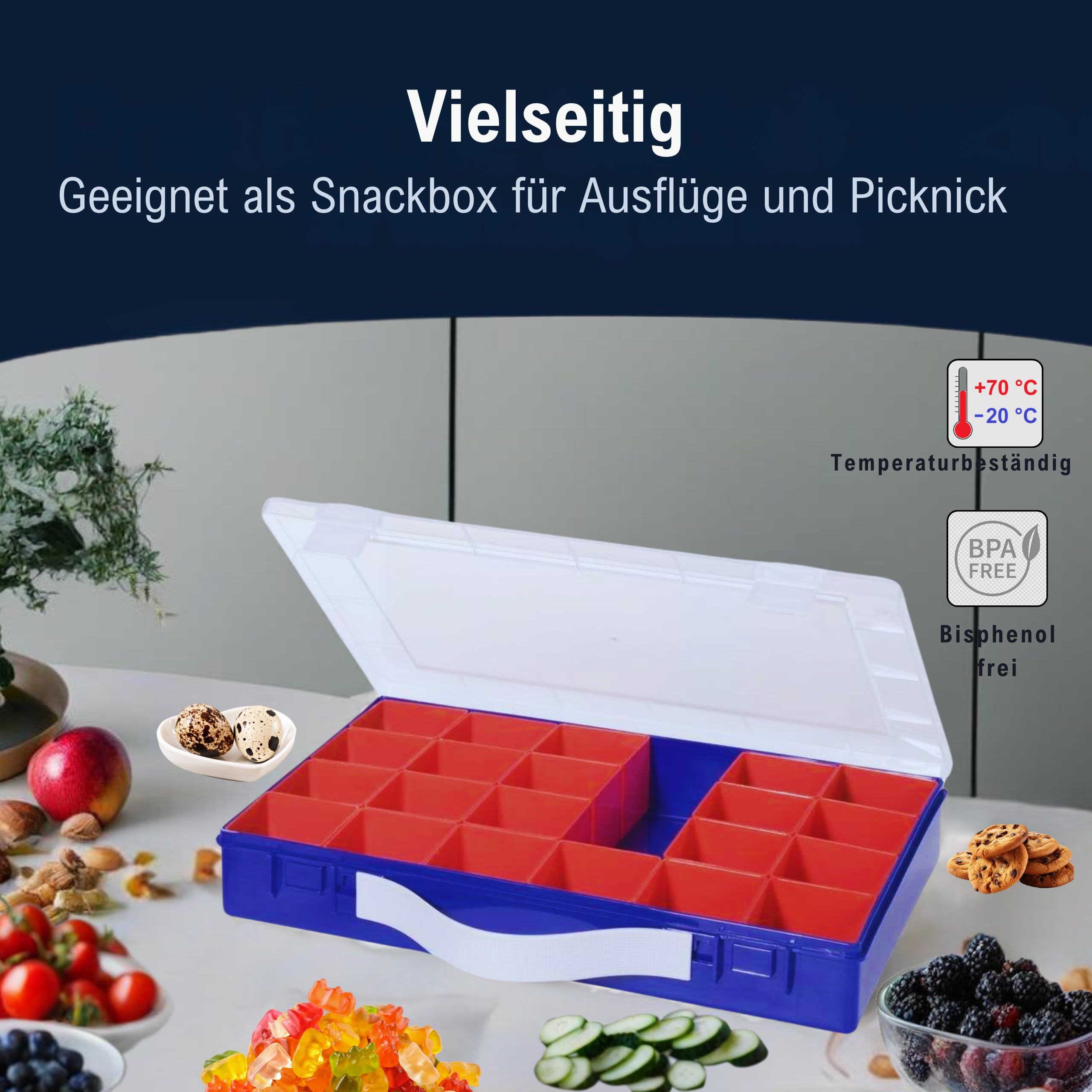 Huenersdorff 160 St. Einsatzbox 54 x 54 x 45mm (L x B x H) - Einsatzkasten - Set für individuellen Bestückung von Sortimentskästen, Kleinteile-Koffern, Schubladen und Schränken - Rot