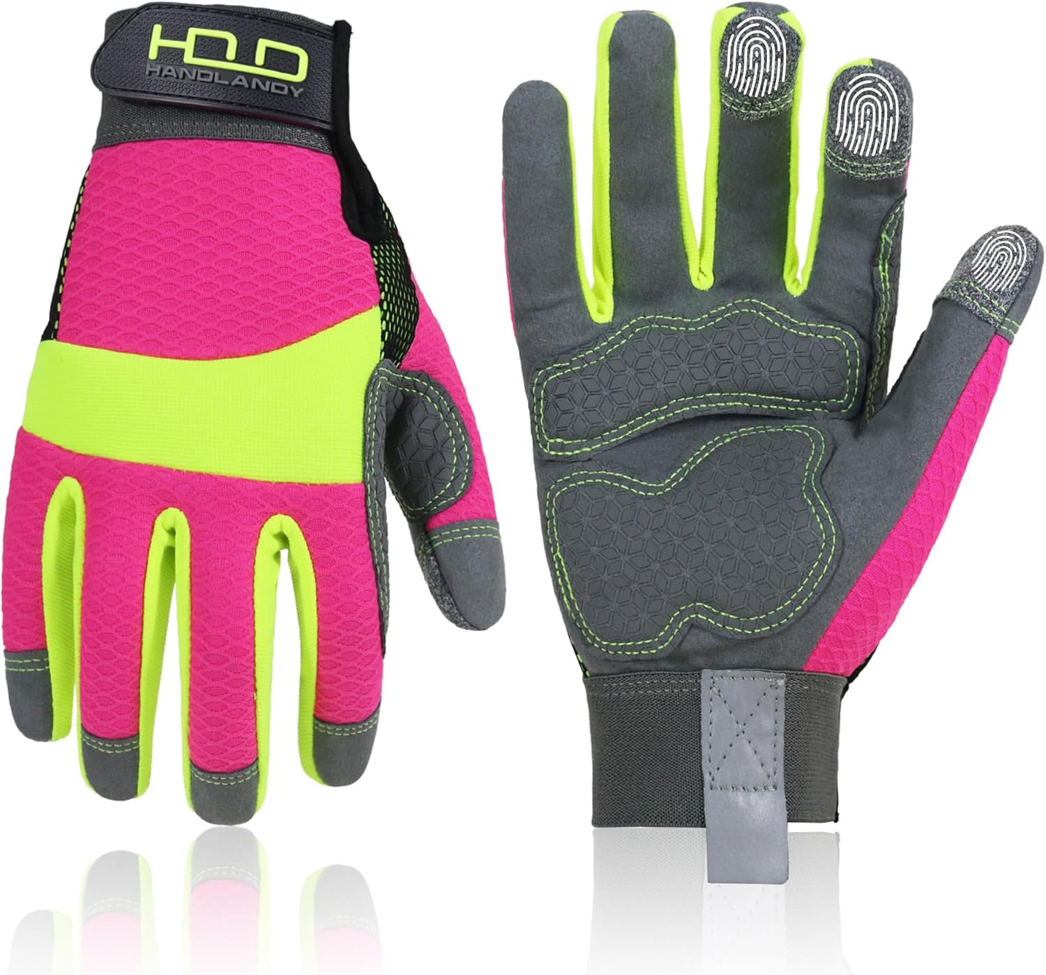 HANDLANDY Work Gloves for Women, Breathable Leather Gardening Glove for Yard Maintenance, Hand Protection with Touch Screen