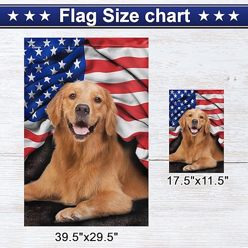 Miniatura 6 de Flagwix Golden Retriever, banderas de perro patriota americano, bandera de casa de 30 x 40 pulgadas, decoración para el hogar, exterior, bandera