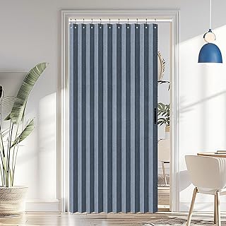 Vatge Door Curtains for Doorways - Faux Linen Accordion Style Doors Curtains for Open Closet, Bedroom, and Laundry Room, Bifold Door Cover for Doorway,1 Panel with Tieback, W52 x L78, Blue