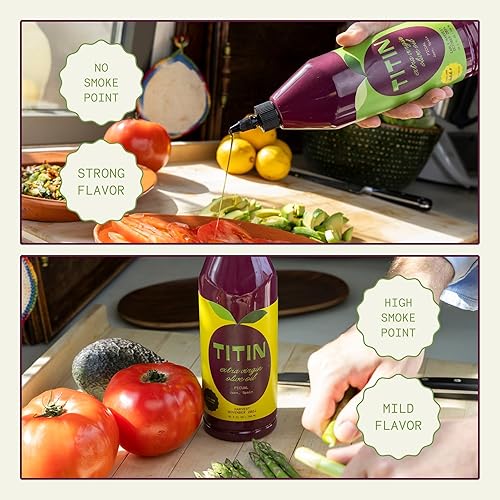 Miniatura 5 de TITIN Paquete doble de aceite de oliva virgen extra, acabado picual y juego de cocina diaria de España (Jaén), alto contenido de polifenol prensado