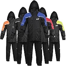 男女摩托车防雨套装,两件式防水摩托车雨具,带反光夹克和裤子,全天候防风雨骑行保护,蓝色,X大号