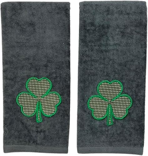 Miniatura 10 de Serafina Home Toallas de mano irlandesas del día de San Patricio suave y absorbente para invitados con bordado de trébol verde, 100% algodón, blanco