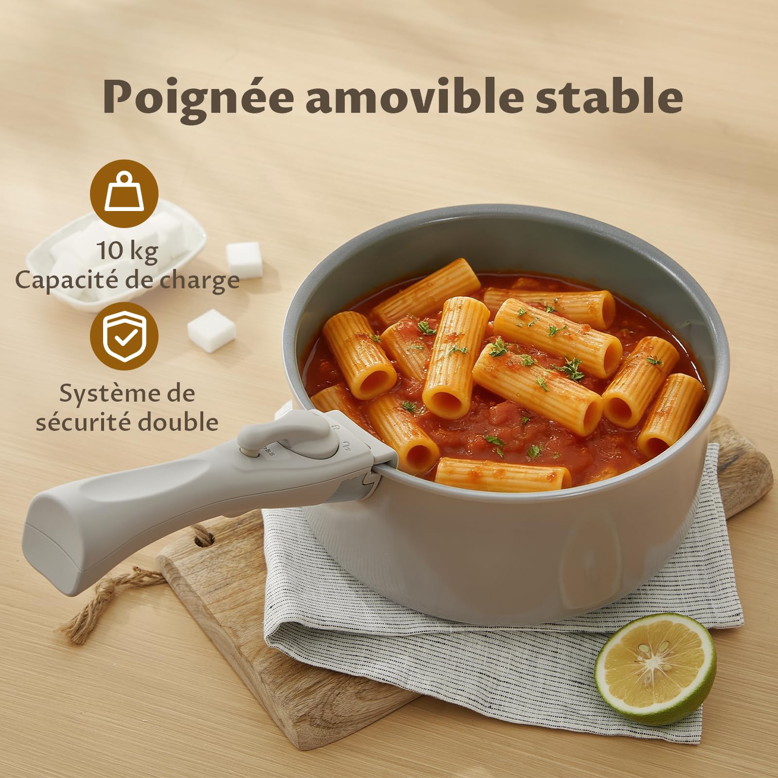 cuisine BLAZANT Casseroles Induction 6 pièces, Casserole en Céramique Antiadhésives 16/18/20 cm, sans PFOA, Poignées Amovibles, Base à induction à liaison moléculaire, passe au four