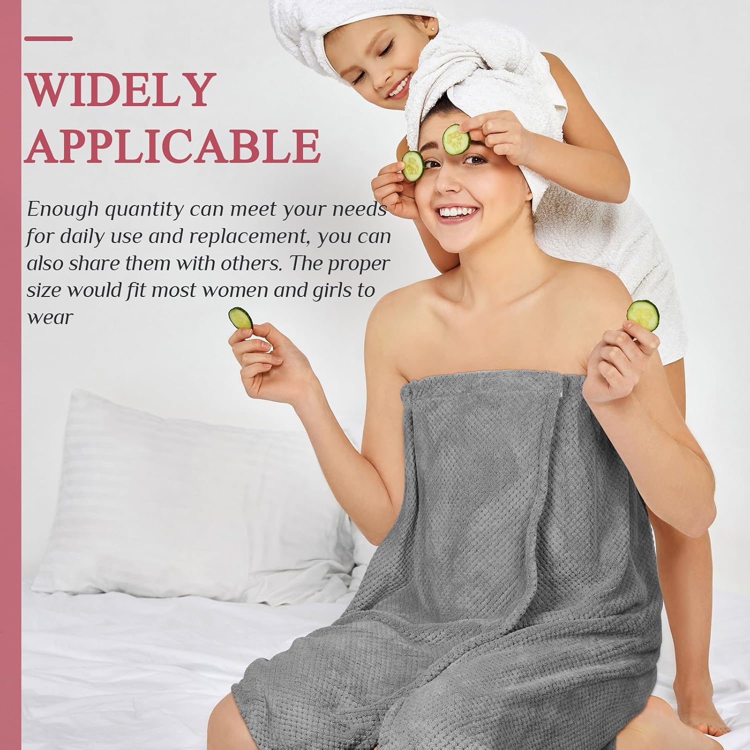 4 Pcs Towel Wrap for Women Waffle Spa Robe with Adjustable Closure Elastic Top Lightweight Wraps for Bath Shower