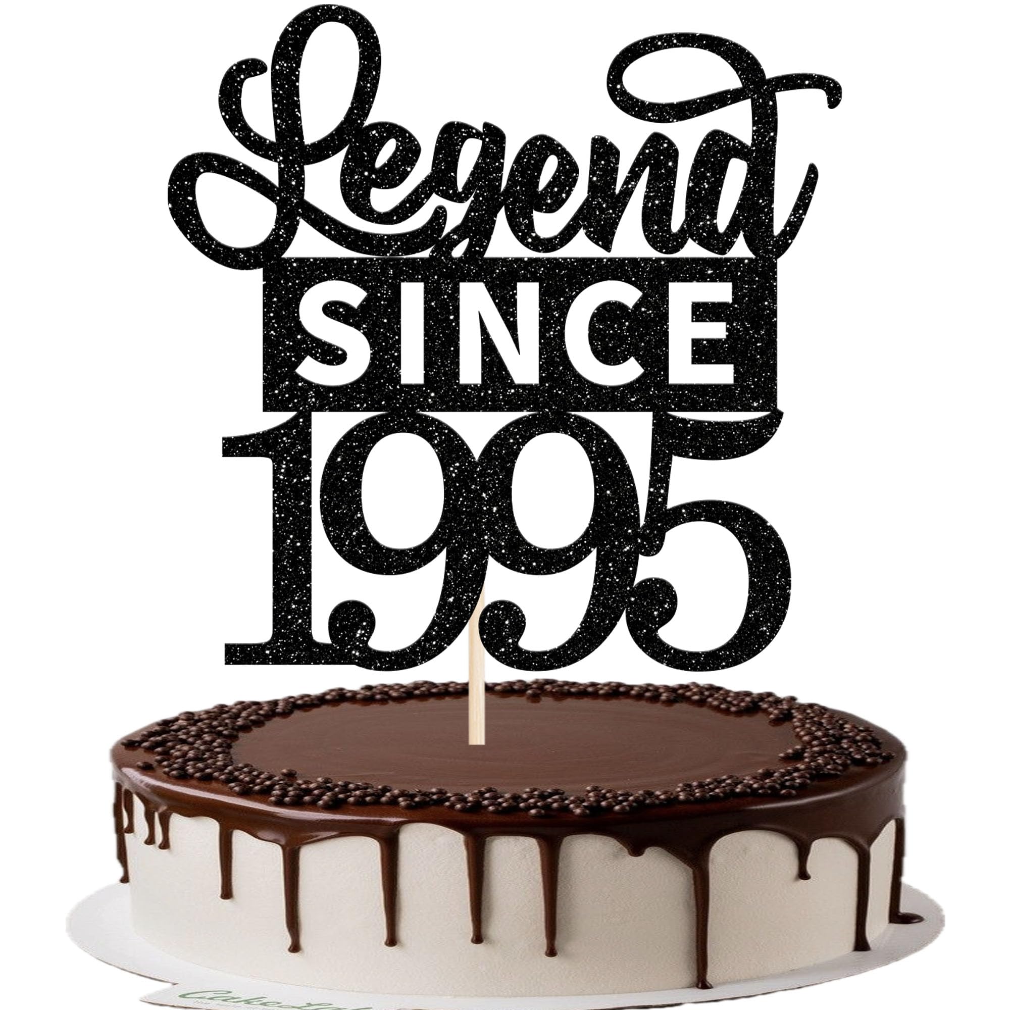 1 Pack Legend Since 1995 Cake Topper Glitter 31st Birthday Cake Pick Happy 31st Cheers to 31 Years Cupcake Decoration for Birthday Anniversary Wedding Party Supplies Black