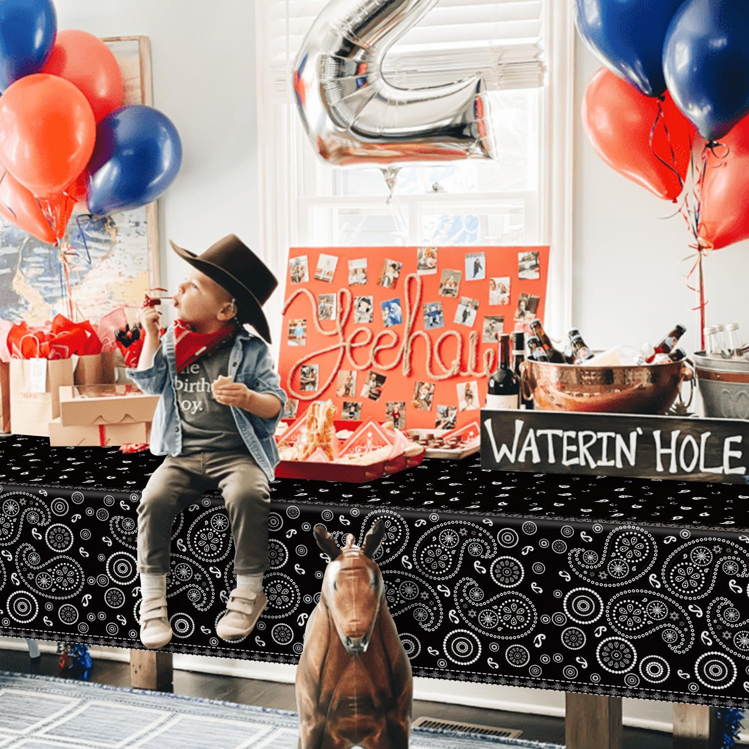 4-pak westernowych obrusów paisley bandana obrus kwiatowy prostokątny obrus do dekoracji imprezowych o tematyce zachodniej, 130 x 214 cm