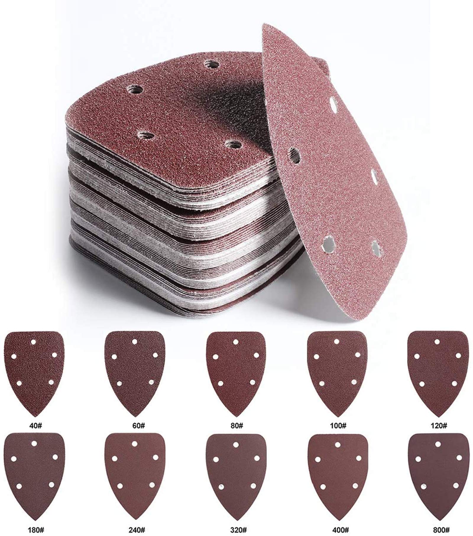 100pcs Mouse Detail Sander Sandpaper 14090MM Sanding Paper Assorted 40 60 80 120 180 240 320 400 600 800 Grits Used for polishing furniture metal (Mouse Sander Sandpaper)