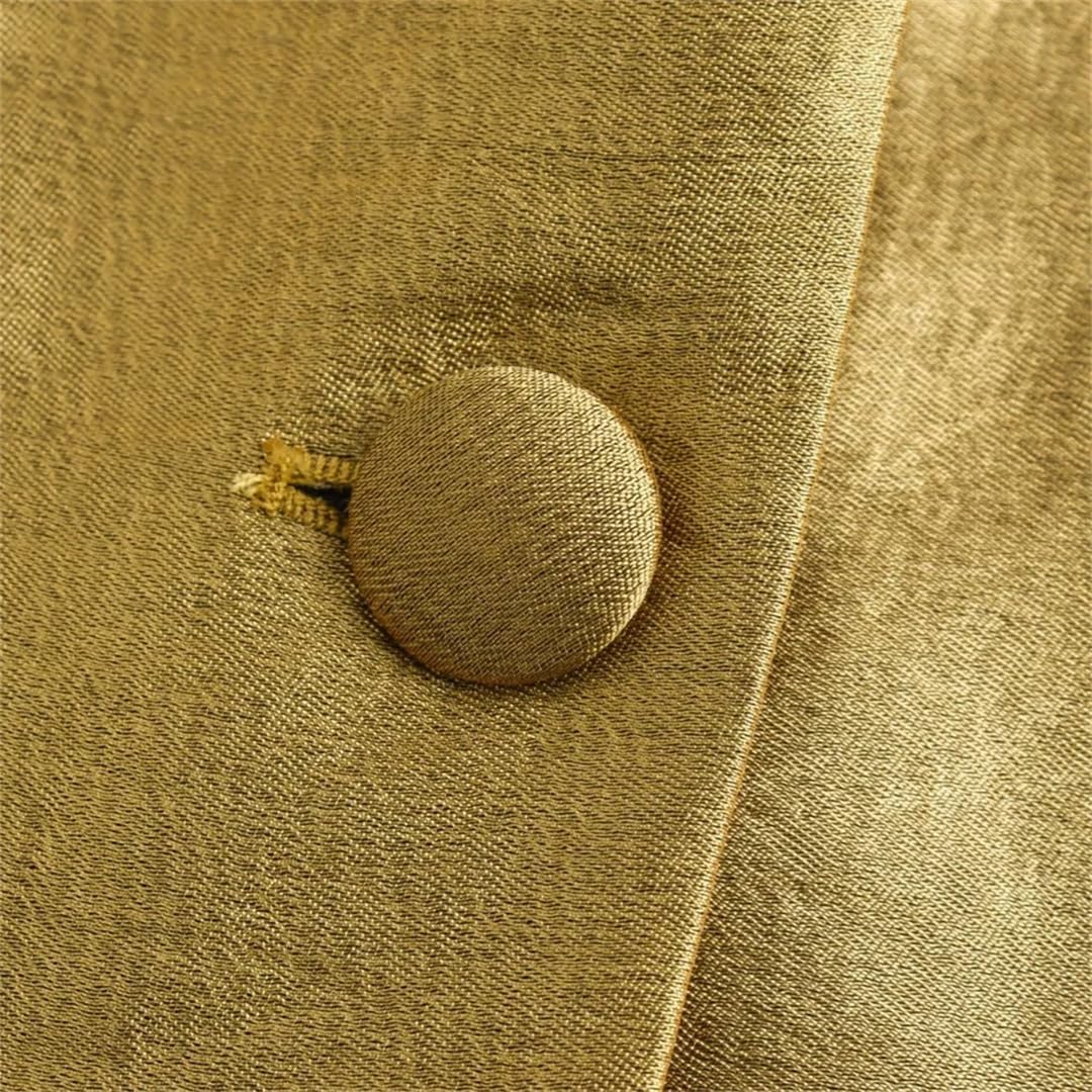 Erfmfl Damen Gold Blazer Jacets Langarm Offene Vorderseite Knöpfe Büro Revers Anzug Mantel, Gold, XS
