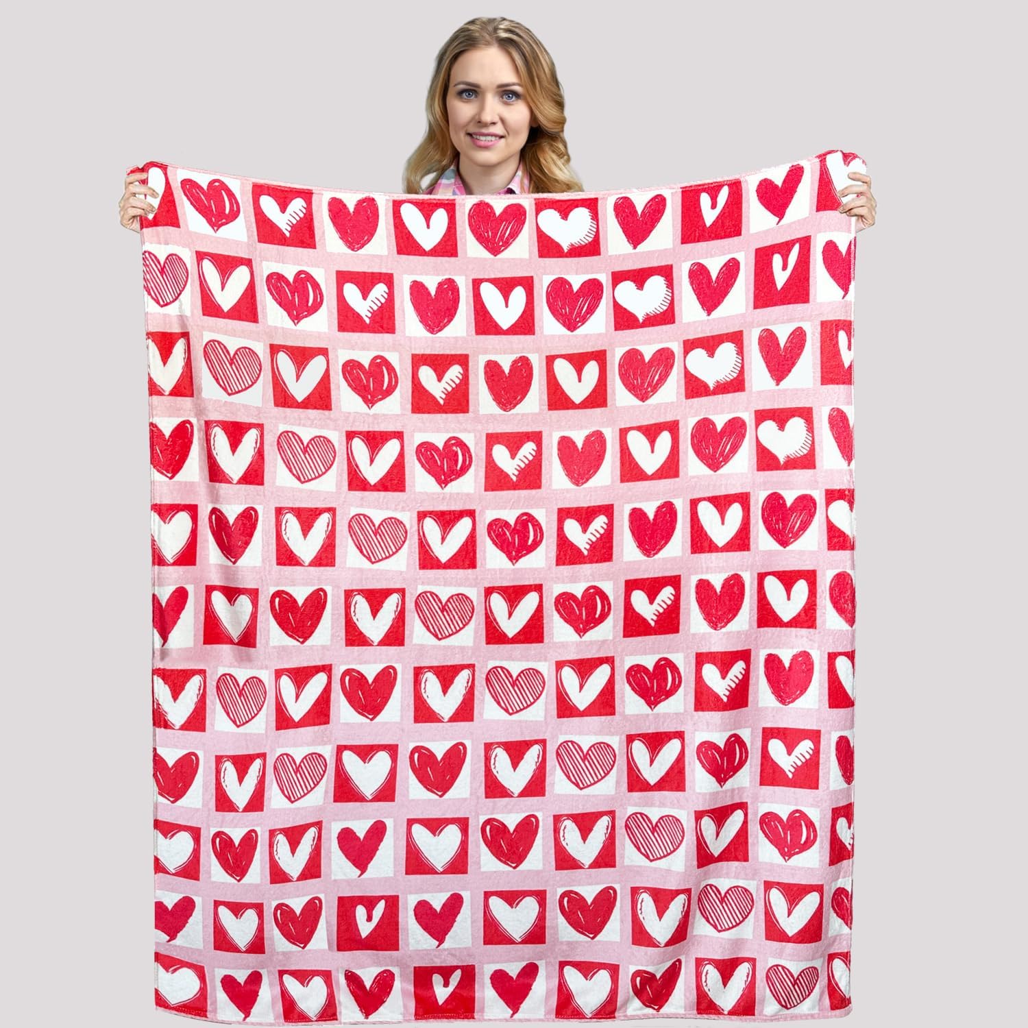 Valentines Day Throw Blanket 60 x 50 Inches,Valentines Throw Blanket for Couch,Valentine Blankets and Throws,Valentine Day Gifts for Her,Soft Warm Cozy Camping Flannel Blankets for Women,Couple,Mom