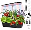 12 Pod Hydroponic Growing System Indoor with Full Spectrum LED Grow Light - Adjustable Height, Water Level Gauge, Timer, Vegetable/Flower Modes & Auto Watering for Herbs, Greens, and Plants (UK Plug)