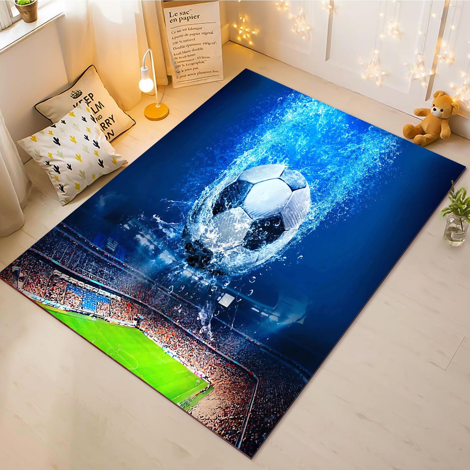 Tapis de football pour salon antidérapant et doux pour enfant